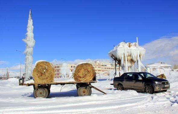 Erzurum'da Sibirya'yı aratmayan görüntü