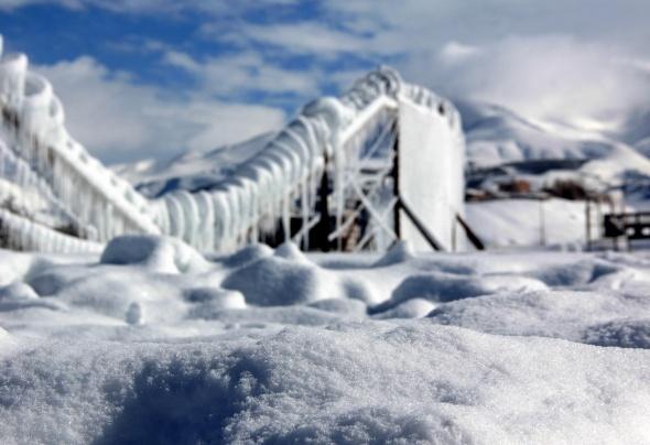 Erzurum'da Sibirya'yı aratmayan görüntü