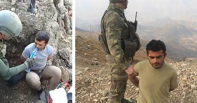 Yaralı ele geçirilen PKK'lıya su veren asker